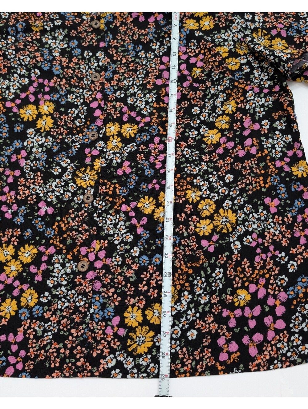 BloomChic Floral Blouse Womens 18/20 Black Multicolor V Neck Flutter Sleeve Top - Picture 4 of 8